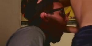 Fucking buddys throat good and cum on his face