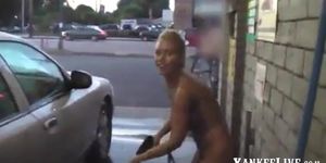 Washing the car Nude (amateur )