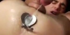 Pissing in Gaped Asscunt