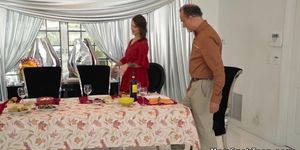 Dude bangs gf and stepmom in kitchen (Seth Gamble, Evelin Stone, Blake Morgan)