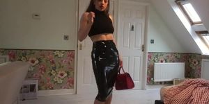 Hot Teen Girl in Latex Skirt, Dress and Leggings  PVC Vinyl Latex Leggings  FapToCeleb