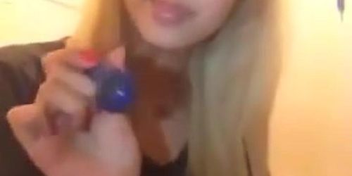 Amazing young blonde girl smoking sexy