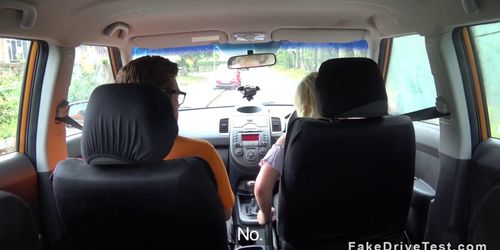 Big ass blonde fucks in driving school