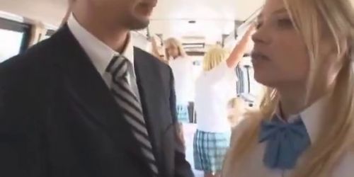 Blonde schoolgirl Bus Handjob AMWF