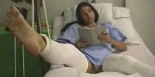 Girl with double leg cast