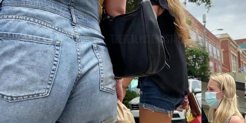 Short College Ass in Overalls  Candid 4k