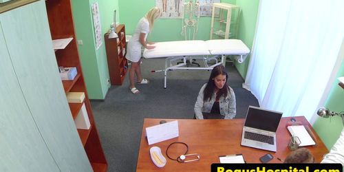 FAKEHUB - European nurse fingered by a busty patient