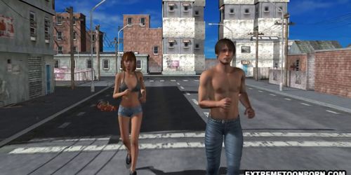 Hot 3D Toon Babe Sucks and Fucks on a Rooftop