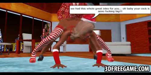 Hot slutty 3D woman in a santa clasuse hat gets fucked