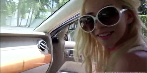 Hottie blonde teen Kenzie Reeves sucks gets fucked in the car