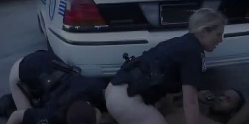 White Female Cops Bent Over In Parking Lot And Fucked Doggystyle