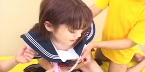 Three hairy Japanese dicks catch Maria Hidaka for gangbang