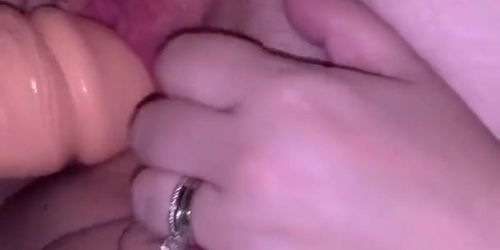 pounding lau’s pussy with huge dildo. 