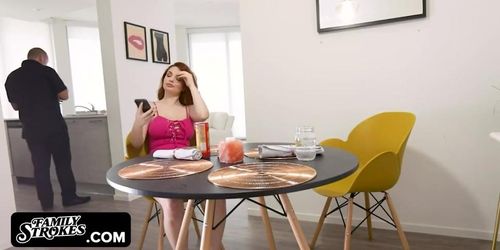 Family Strokes - Huge Boobed Redhead Cutie Gets Up To Her Horny Stepbro And Rides His Dick