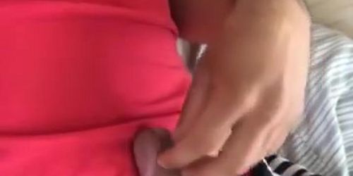 Stroking soft dick in bed