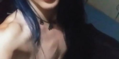 Blue haired girl rides again.