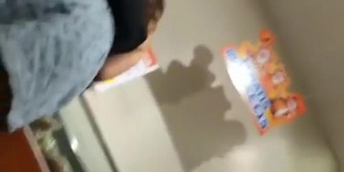 Pink panties filmed in supermarket