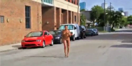 Latina nude in public in the street