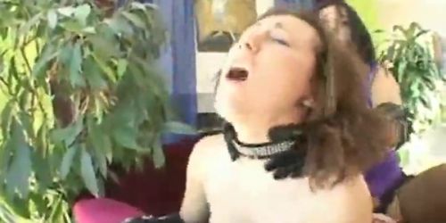 Lesbian slut gets ass fucked by strapon part2